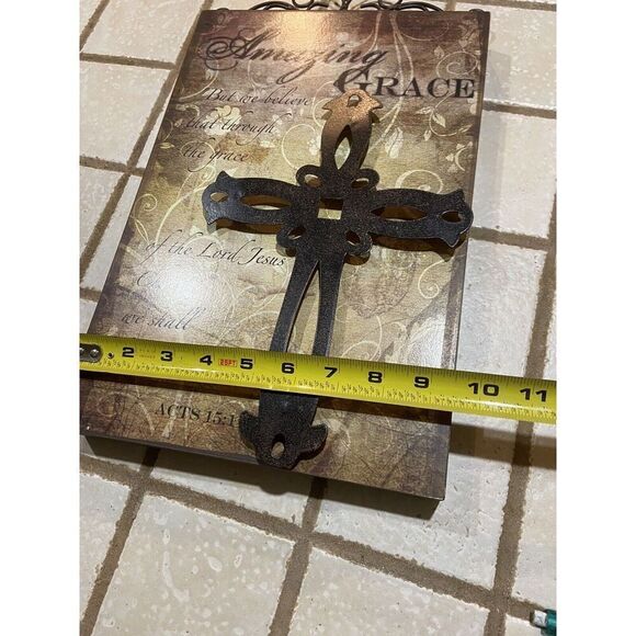 3D Amazing Grace Cross - Metal Cross And  Wall Art - 18" x 9 1/2" - Picture 6 of 7
